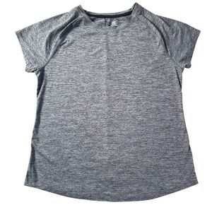 CHAMPION Women's Gray Heathered Performance‎ Short Sleeve T-Shirt Size L
